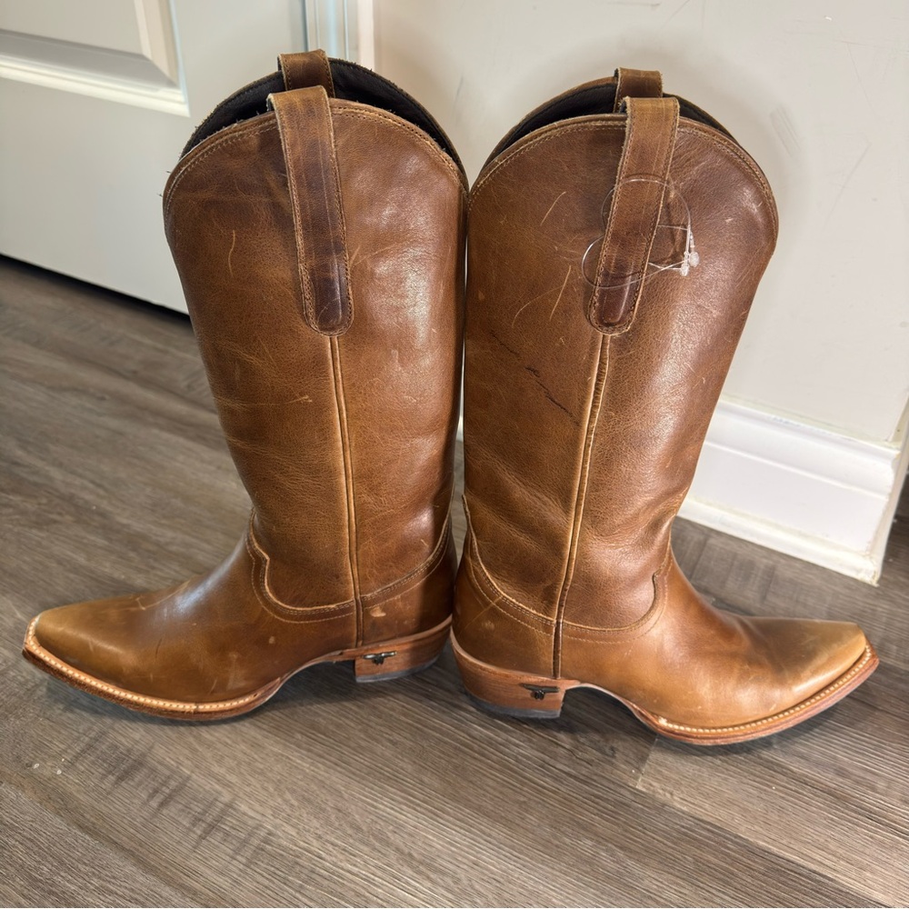 Lane Emma Jane Tall Western Leather Brown Boots - Picture 8 of 11